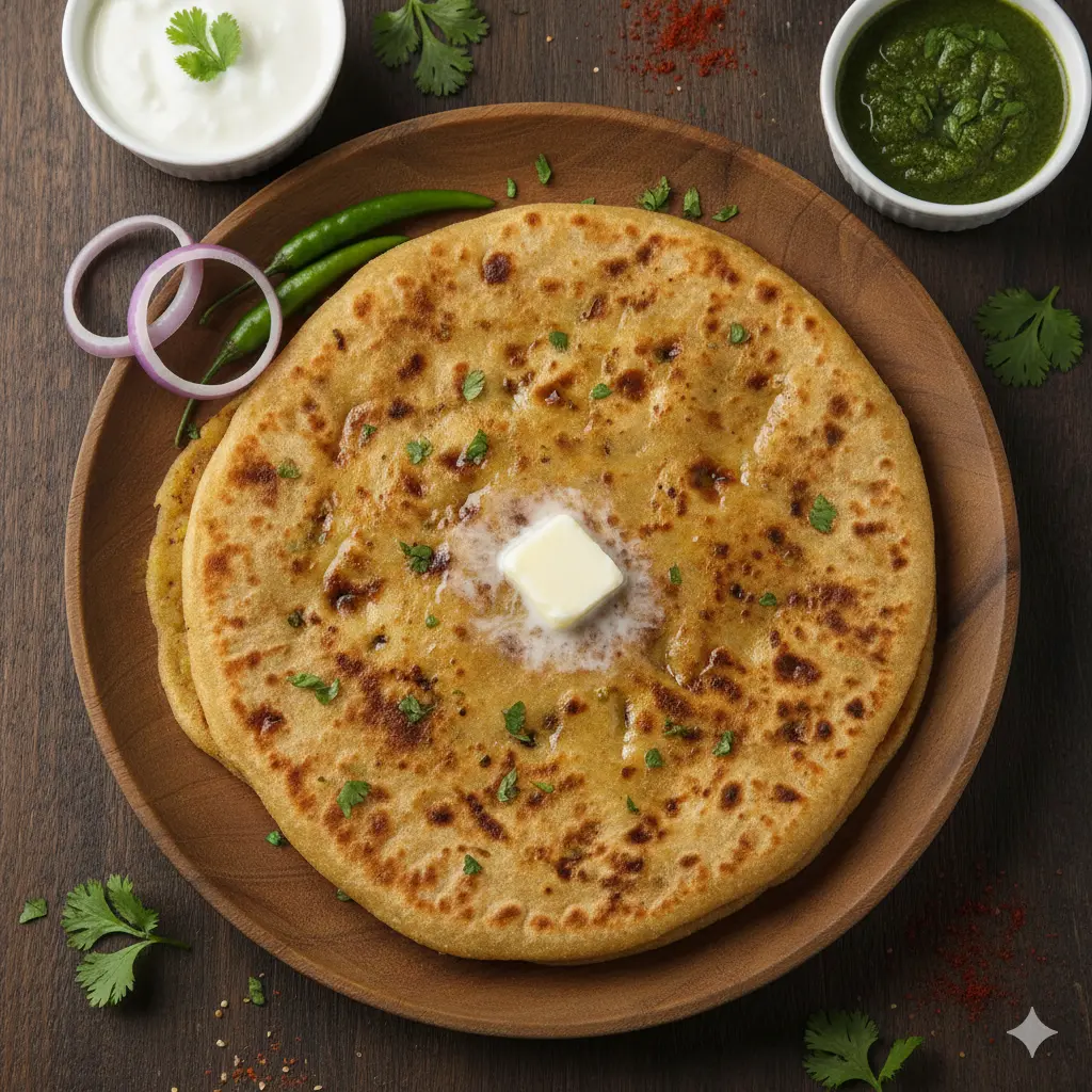 Authentic Aloo Parantha at Uncle's Tiffin & Pizza in Edmonton, AB